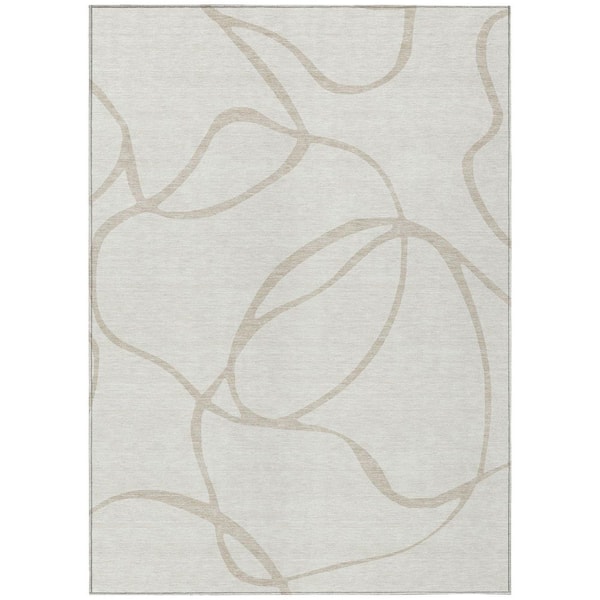 Chantille Machine Washable Indoor/Outdoor Abstract ACN999 Ivory 5 ft. x 7 ft. 6 in. Area Rug