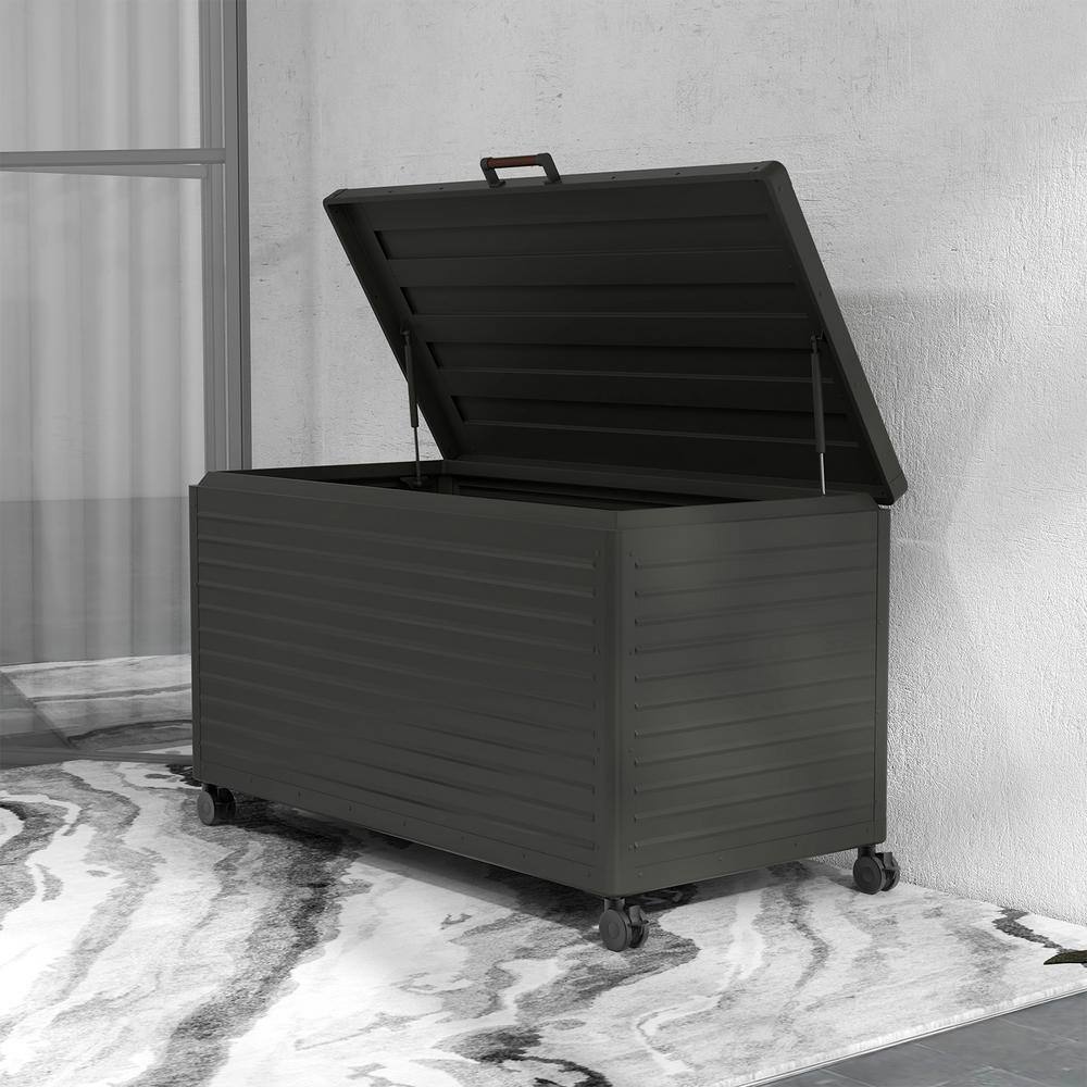 134 Gallon Charcoal Metal Deck Box with Wheels