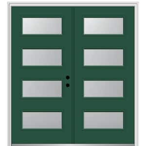 72 in. x 80 in. Celeste Left-Hand Inswing 4-Lite Frosted Painted Fiberglass Smooth Prehung Front Door 4-9/16 in. Frame