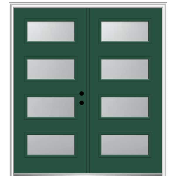 MMI DOOR 72 in. x 80 in. Celeste Left-Hand Inswing 4-Lite Frosted Painted Fiberglass Smooth Prehung Front Door 4-9/16 in. Frame