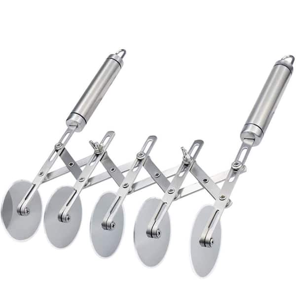Stainless Pastry Cutter with 5 Wheel, Pizza Slicer and Cookie Pastry Knife Divider for Cutting Pizza, Dough, and Cookies