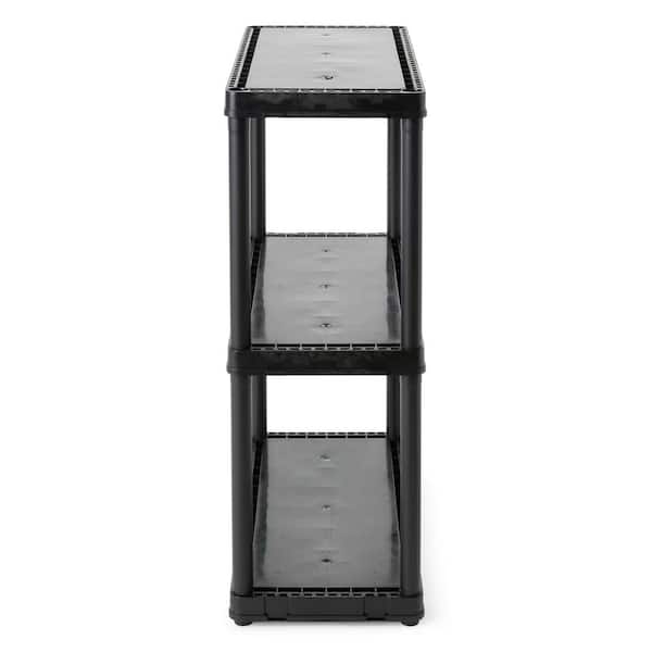 3-Tier Freestanding Shelf, Storage Organizer Shelf Basket Black, 2 Pack