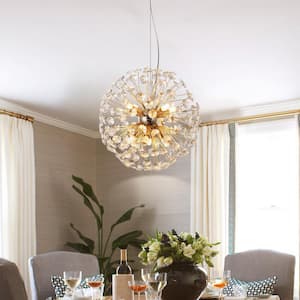 Modern/Contemporary 8-Light Gold Dandelion Crystal Chandelier