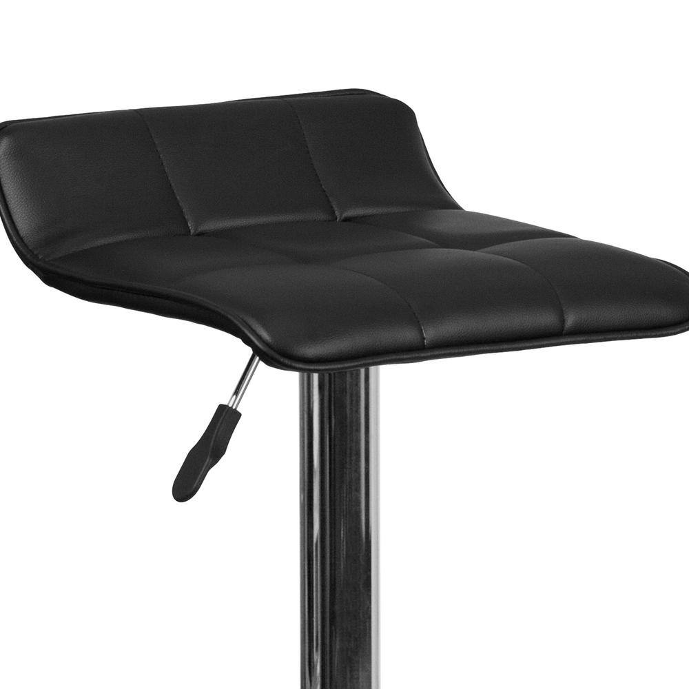 Contemporary Black Vinyl Swivel Adjustable Barstool with Chrome Base