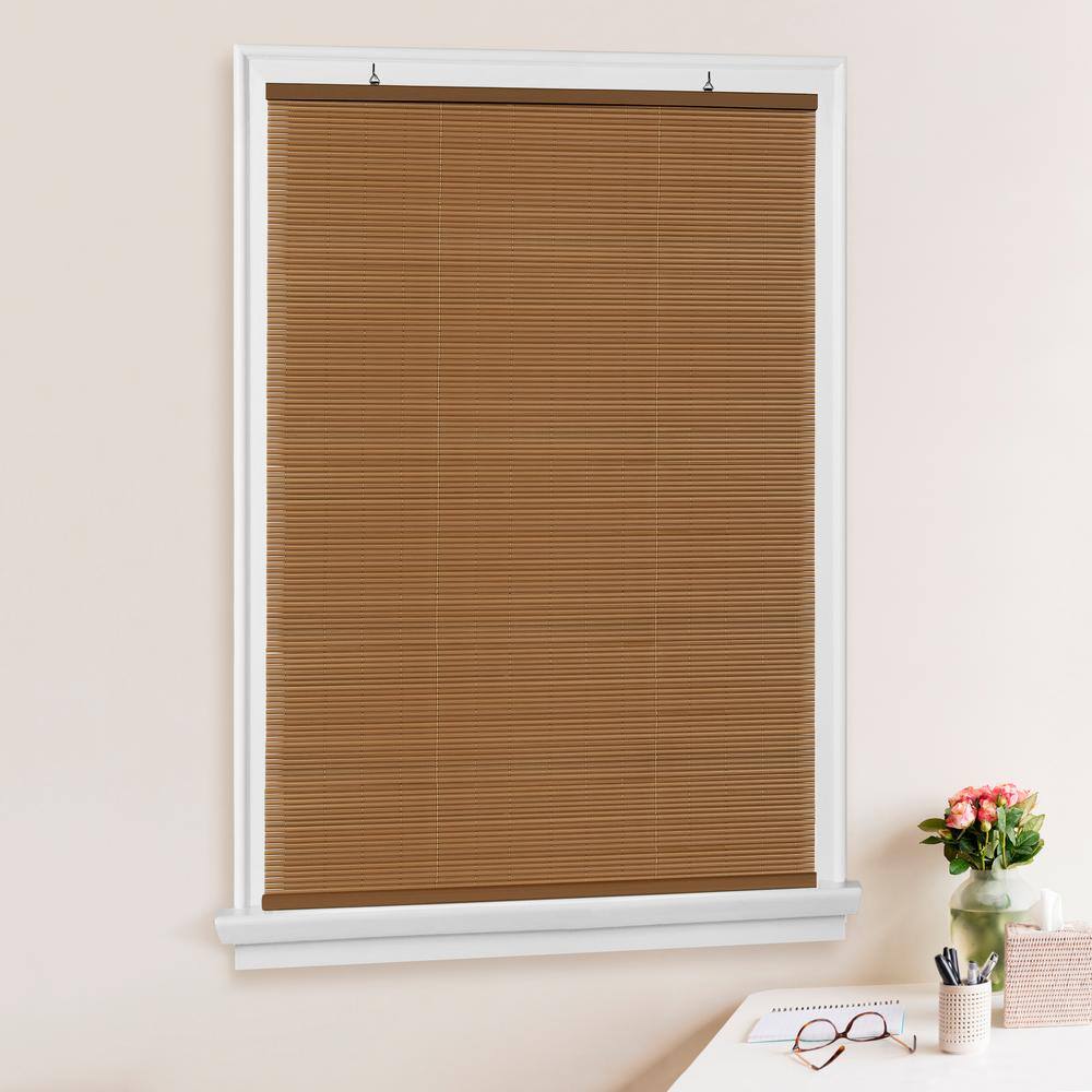Cordless Solstice 48"x72" Vinyl Roll-Up Blind in Woodtone