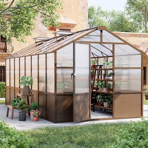 VIWAT 8 ft. W x 16 ft. D Wooden Greenhouse with Lockable Door and