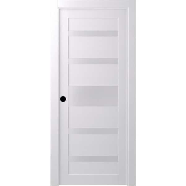 Belldinni 24 in. x 80 in. Gina Bianco Noble Right-Hand Solid Core Composite 5-Lite Frosted Glass Single Prehung Interior Door