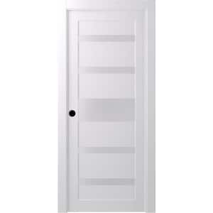 32 in. x 80 in. Gina Bianco Noble Right-Hand Solid Core Composite 5-Lite Frosted Glass Single Prehung Interior Door