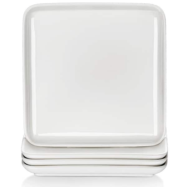 MALACASA IVY 4-Piece 10 in. White Porcelain Square Dinner Plates (Set ...