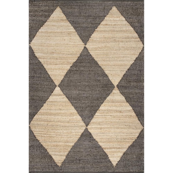 nuLOOM Pandora Diamond Jute Black 9 ft. x 12 ft. Indoor Area Rug