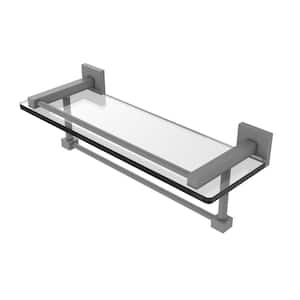 Montero 16 in. Gallery Glass Shelf with Towel Bar in Matte Gray