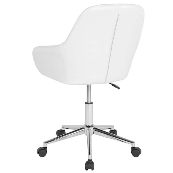 Home Office Chair Leather Computer Desk Chair with Arms for Study or Work  White