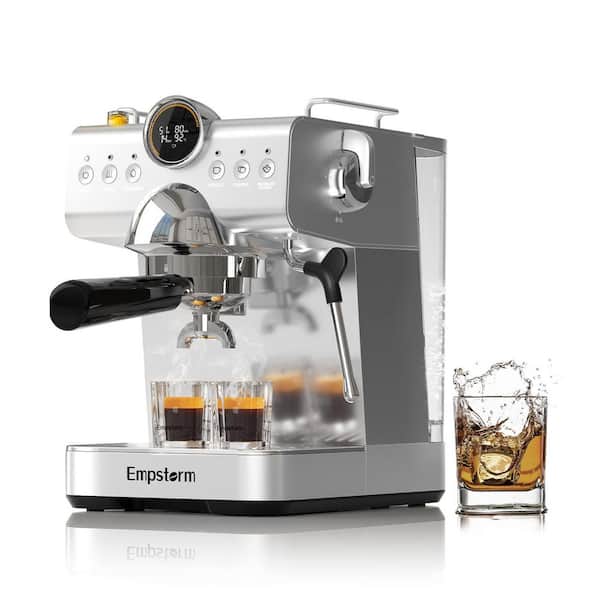 20-Bar 2-Cups Hot and Cold Brew Espresso Machine and Cappuccino Maker with Built-in Thermometer and Milk Frother in Gray