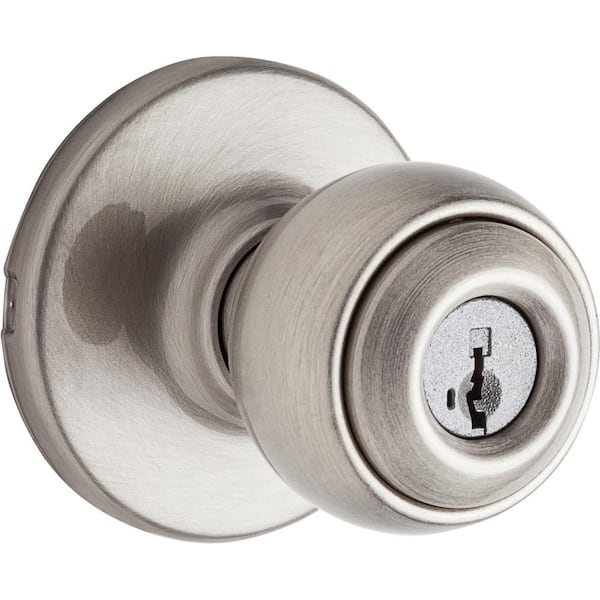 Kwikset Polo Satin Nickel Entry Door Knob Featuring SmartKey Security ...