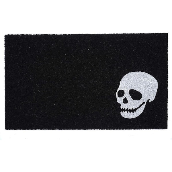 Black and White 29 in. x 17 in. Coir Non-Slip Indoor / Outdoor Door Mat