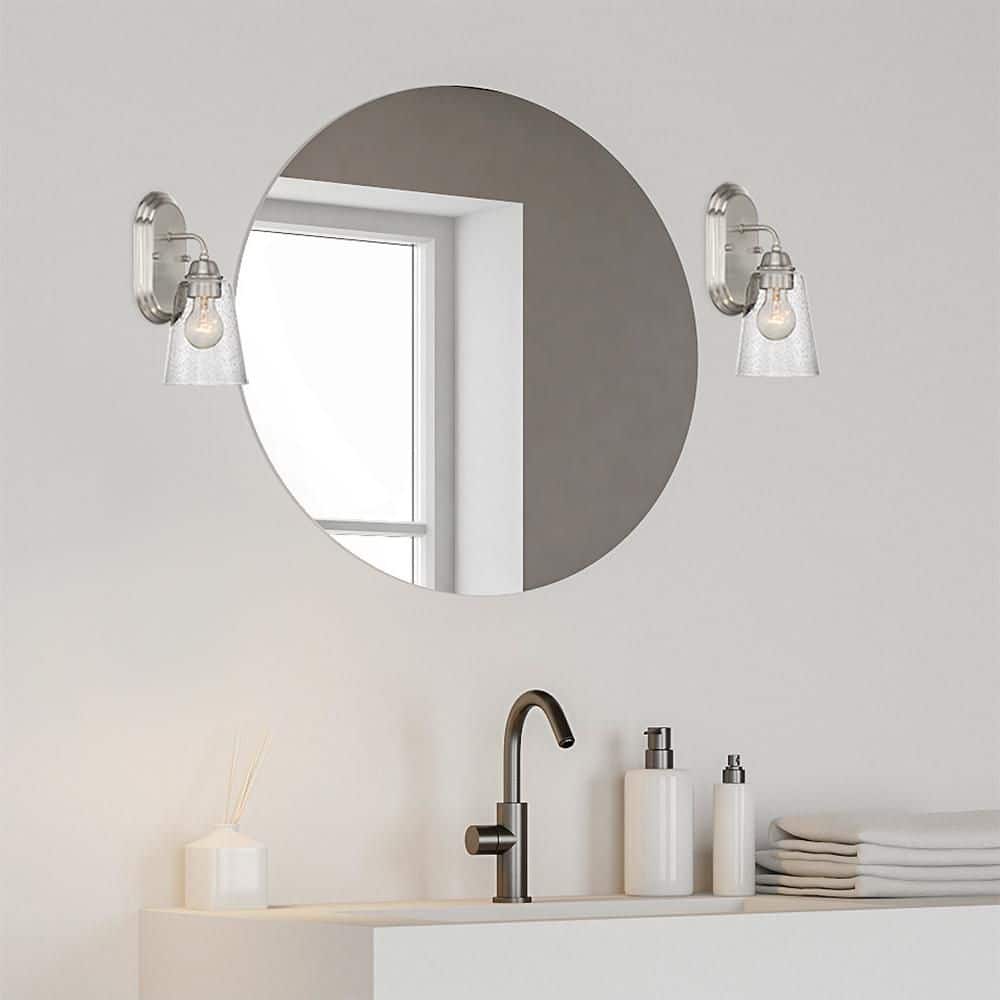 Zane 5 in. 1-Light Brushed Nickel Modern Wall Sconce with Clear Seedy Glass Shade price history on PriceWatchPro