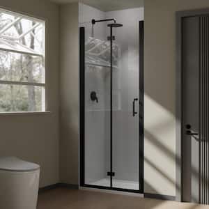 AIM 32 in. W. x 72 in. H Bi Fold Framed Shower Door in Mate Black Finish with Clear Glass