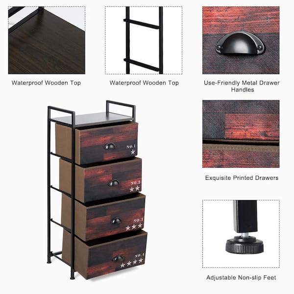 Costway 4 Drawer Brown And Black Fabric, Dresser Top Protector Ideas