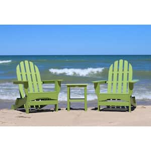 Icon Lime Recycled Plastic Folding Adirondack Chair with Side Table (2-Pack)