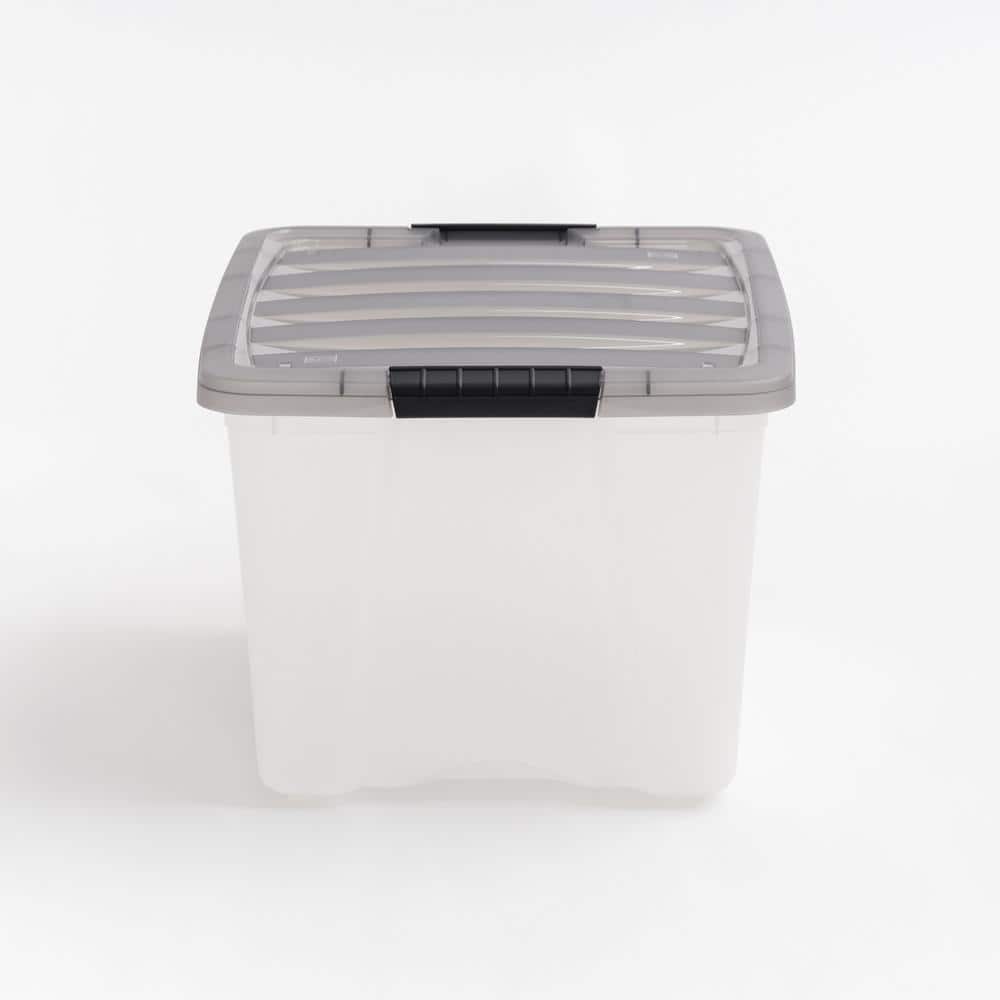 Clear Stackable Plastic Storage Bins with Latching Lids, 40 Qt.