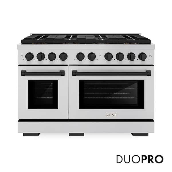 Autograph 48 in. 6.7 cu. ft. Paramount Dual Fuel Range with 8 DuoPro Burners and Ovens in Stainless and Matte Black