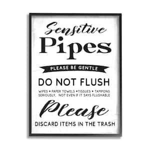 "Sensitive Toilet Sign Flushing Restrictions" by Daphne Polselli Framed Abstract Texturized Art Print 11 in. x 14 in.