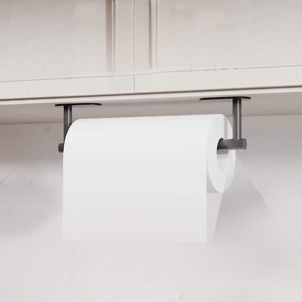 Under Cabinet Mount Matte Black Paper Towel Holder, SUS 304 Stainless Steel, Dual Installation for Kitchen, in Black