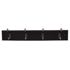 17.75 in. L Brown 4 Double Hooks Wall Mounted Hanging Rack