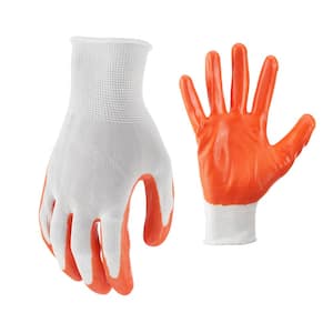 Medium White with Orange Nitrile Coated General Purpose Glove (5-Pack)