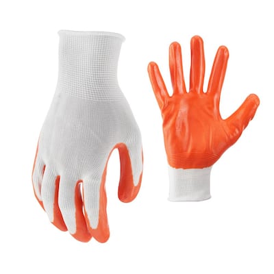 Medium White with Orange Nitrile Coated General Purpose Glove (5-Pair)
