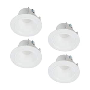 4 in. White Integrated LED Recessed Ceiling Light Retrofit Trim at 3000K Soft White Low Glare Deep Baffle (4-Pack)