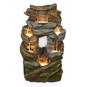 Cascading Rock Mountain Water Fountain with LED Lights
