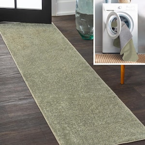 Sage Green 2 ft. x 8 ft. Twyla Classic Solid Low-Pile Machine-Washable Runner Rug