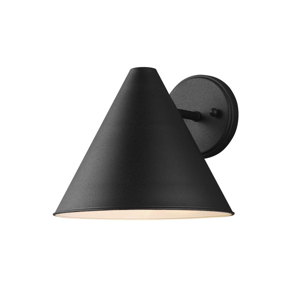 Black Aluminum Mid-Century Modern Outdoor Wall Sconce