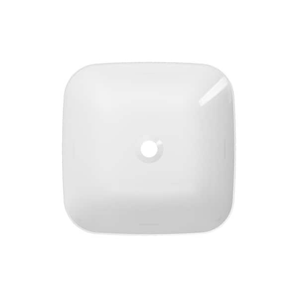 Kauri 15.875 in. Above Counter Square Bathroom Sink Vessel Sink in Gloss White