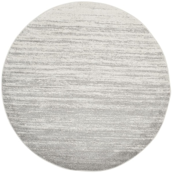 SAFAVIEH Adirondack Ivory/Silver 12 ft. x 12 ft. Solid Color Striped Round Area Rug