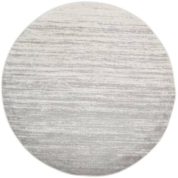 SAFAVIEH Adirondack Ivory/Silver Solid Color 8 ft. x 8 ft. Striped Round Area Rug