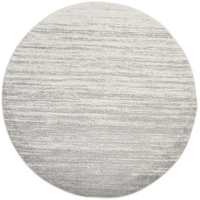 Adirondack Ivory/Silver 9 ft. x 9 ft. Round Solid Area Rug