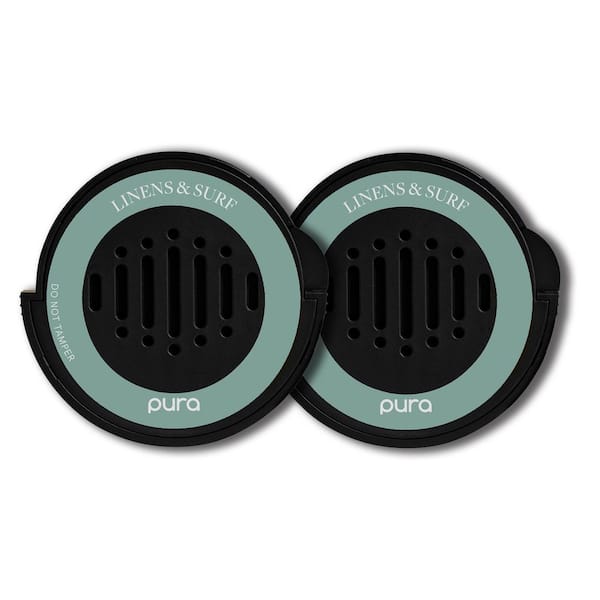 Pura Linens & Surf - Fragrance Refill Dual Pack for Car Diffuser - up to 30-Days of Scent for Your Car Per Refill