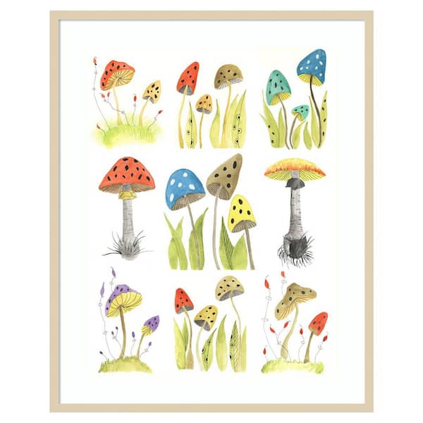 Amanti Art Mushroom Haven Grid by Gayle Martin Legner 33 in. W x 41 in. H. Wood Framed Wall Art Print Framed in Brown