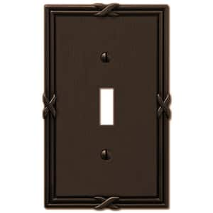 Ribbon and Reed 1 Gang Toggle Metal Wall Plate - Aged Bronze