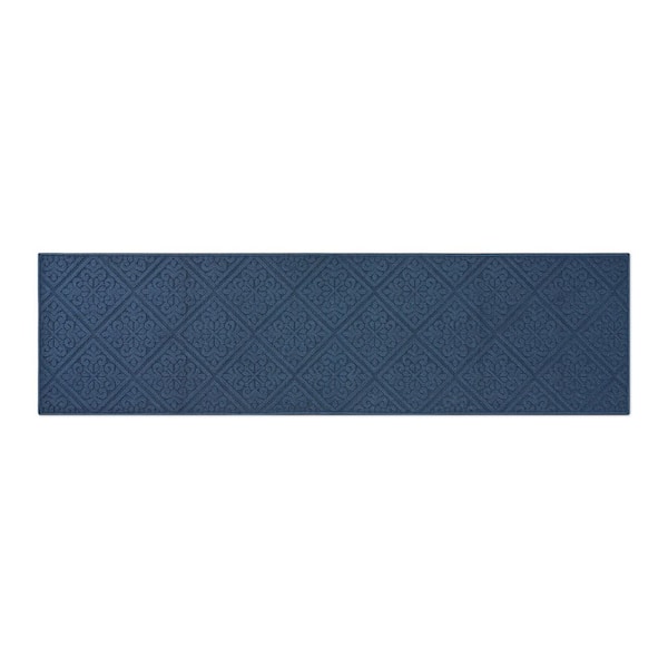 Austell Solid 2 ft. x 8 ft. Dusty Navy Geometric Runner Rug