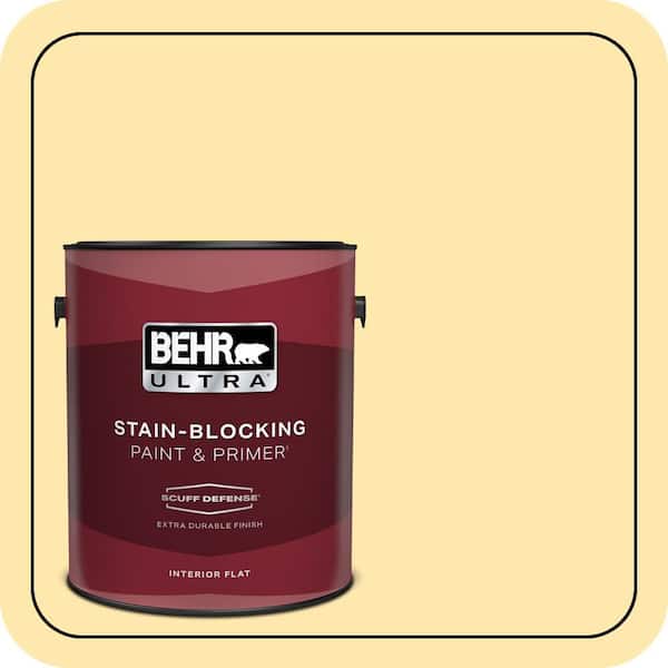 BEHR ULTRA 1 gal. #350B-4 Lemon Souffle Extra Durable Flat Interior Paint & Primer