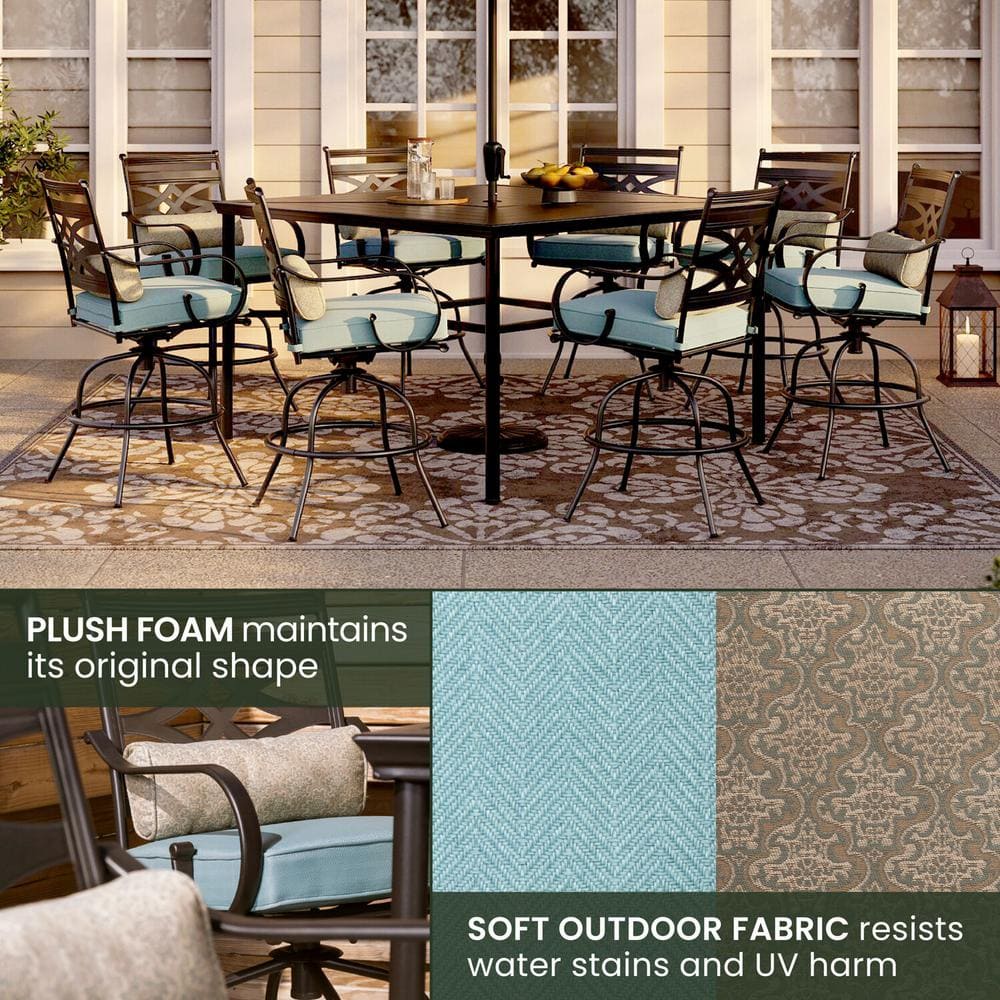 Montclair 9-Piece Ocean Blue High-Dining Patio Set with Swivel Chairs
