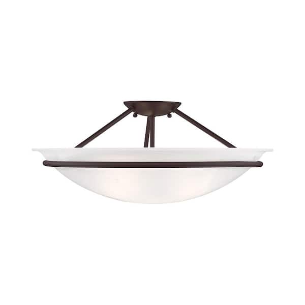 Walcott 20 in. 3-Light Bronze Semi Flush Mount