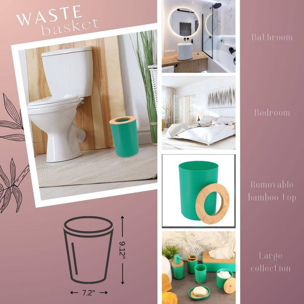 Green Caribbean Bamboo Top Compact Waste Basket