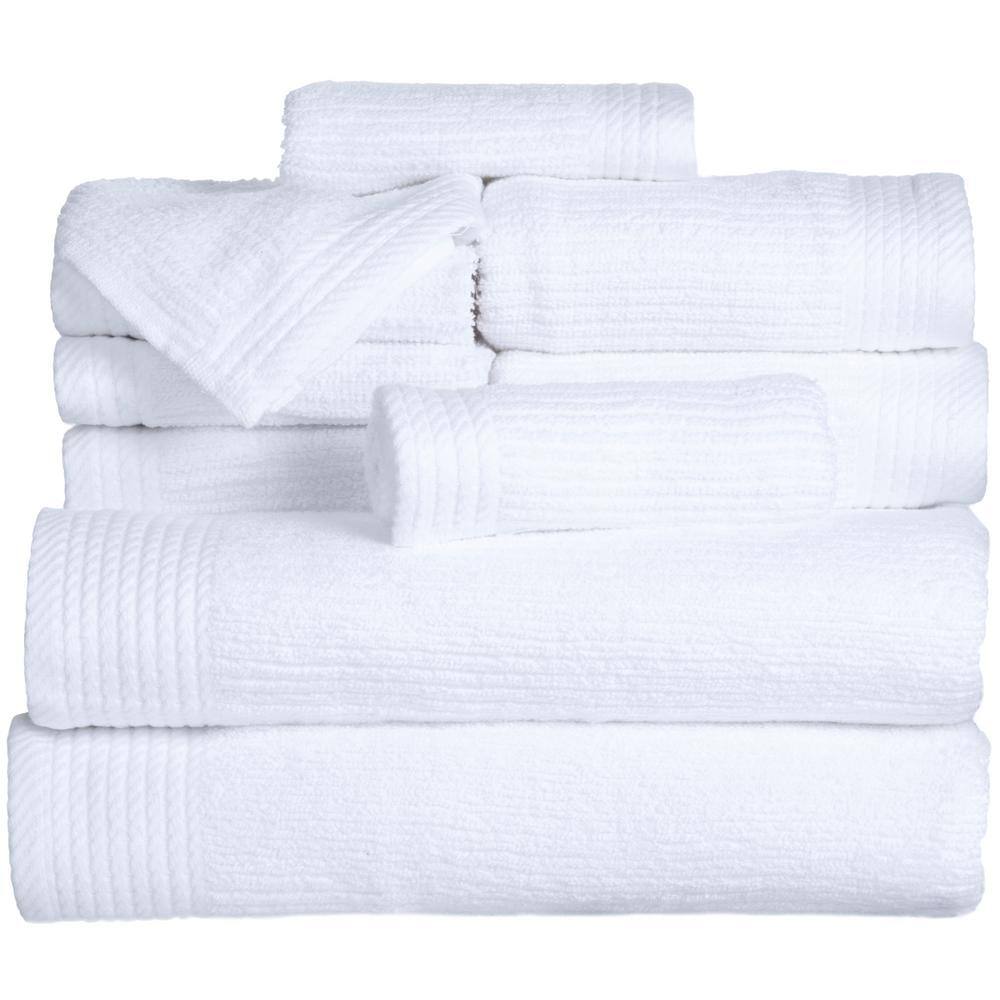 Hastings Home 2-Piece Navy/White Cotton Quick Dry Bath Towel Set
