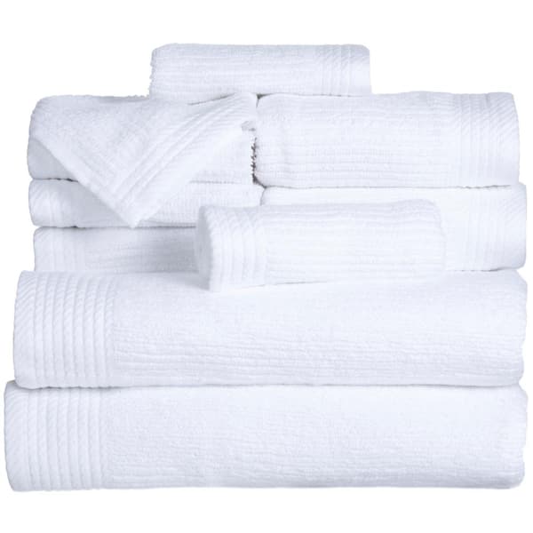Hastings Home 2-Piece White/Black Cotton Quick Dry Bath Towel Set (Bath  Towels) in the Bathroom Towels department at