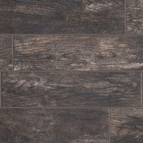 Marazzi Montagna Smoky Black 6 in. x 24 in. Glazed Porcelain Floor