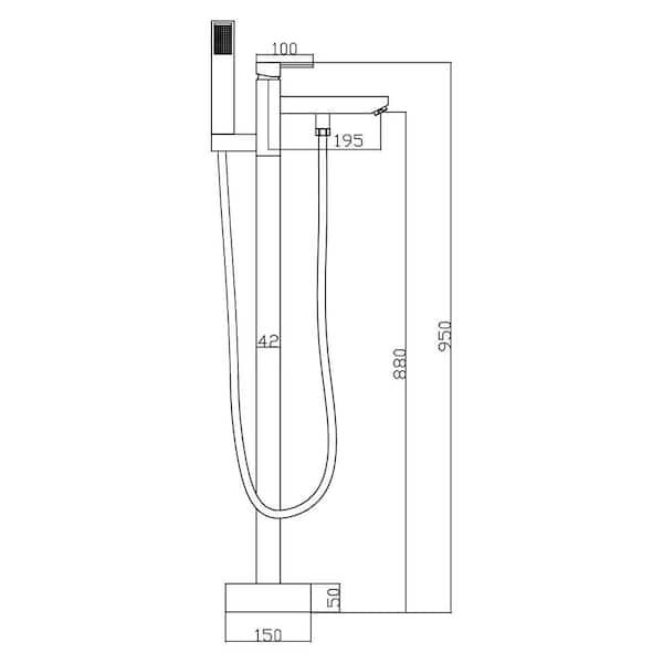 Single-Handle Floor Mounted Freestanding Tub Faucet with Hand Shower in Chrome